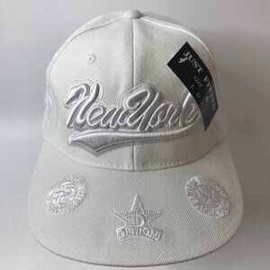 Mens Linear Design Imports "New York"  Fitted  Cap White Embroidered Size 8